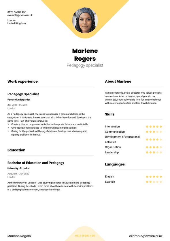 CV de pessoa com pouca experiência